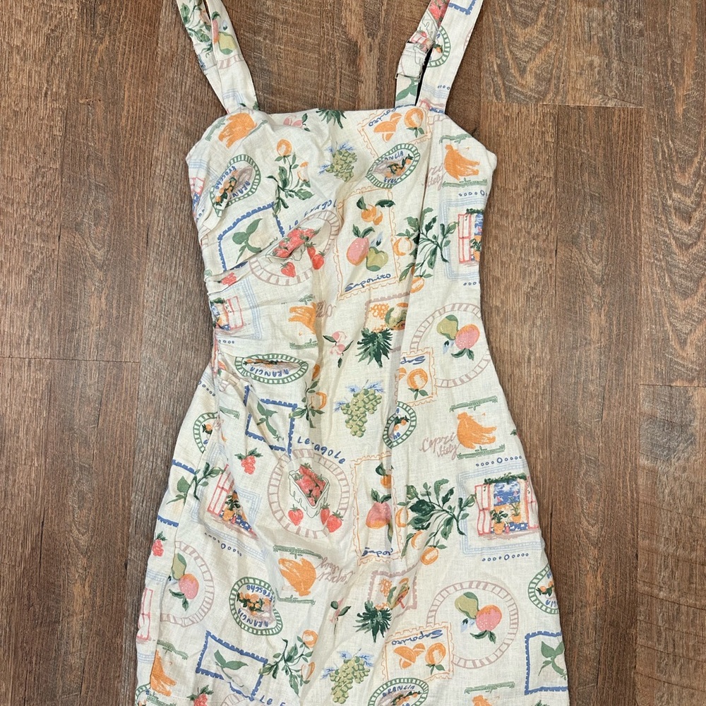 Abercrombie & Fitch Cream Fruit Print Square-Neck Mini Dress - Picture 2 of 4